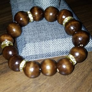 Large Wooden beaded bracelet 10mm (brown)